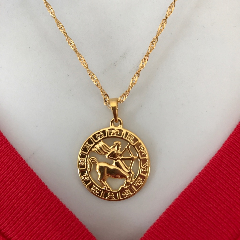 Sagittarius Zodiac Sign 18K GF Necklace